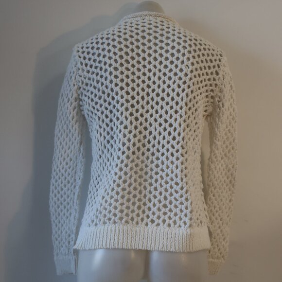 Womens T by  Alexander Wang White Chunky Open Knit Pullover Crochet Sweater S - Picture 6 of 8